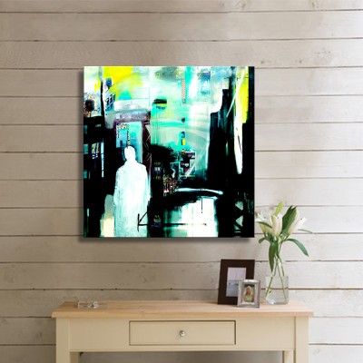Şehirdeki İnsan Silüeti Modern İnsan Yaşam Kanvas Tablo