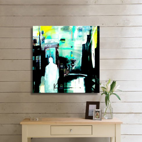 Şehirdeki İnsan Silüeti Modern İnsan Yaşam Kanvas Tablo