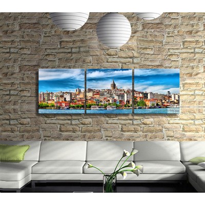 Aziz İstanbul Panoramik 3 Parça Kanvas Tablo