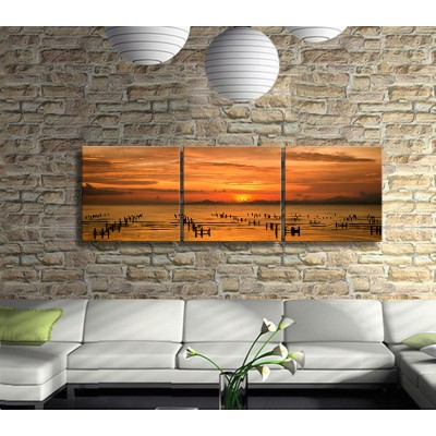 Denizdeki Yaşamlar Panoramik 3 Parça Kanvas Tablo