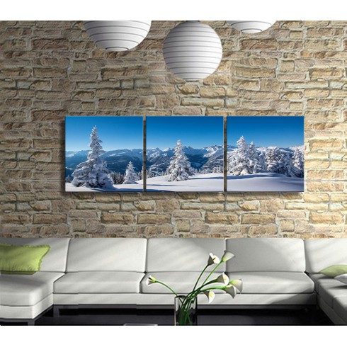 Ağaçların Pasta Hali Panoramik 3 Parça Kanvas Tablo