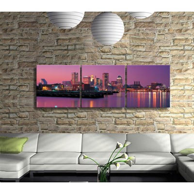 Gecenin Pembeliğinde Kalabilmek Panoramik 3 Parça Kanvas Tablo 