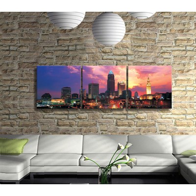 Gecenin İlk Saatleri Amerika Panoramik 3 Parça Kanvas Tablo