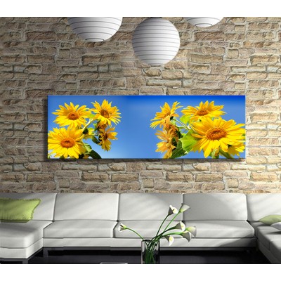 Küçük Ayçiçekleri Panoramik Kanvas Tablo