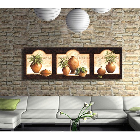 Saksılar ve Vazolar Panoramik Kanvas Tablo