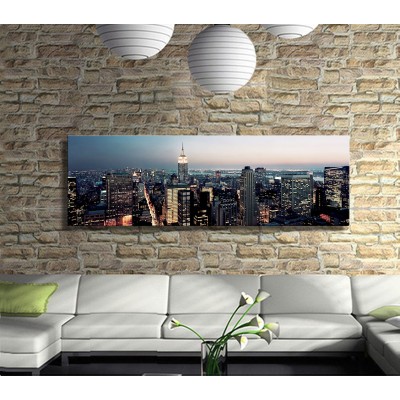 Şehir Işıkları Manzarası Panoramik Kanvas Tablo