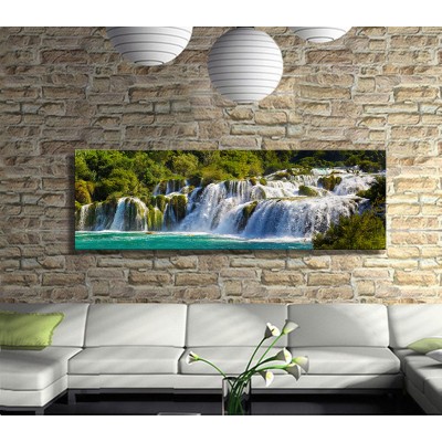Şelale Manzarası Panoramik Kanvas Tablo
