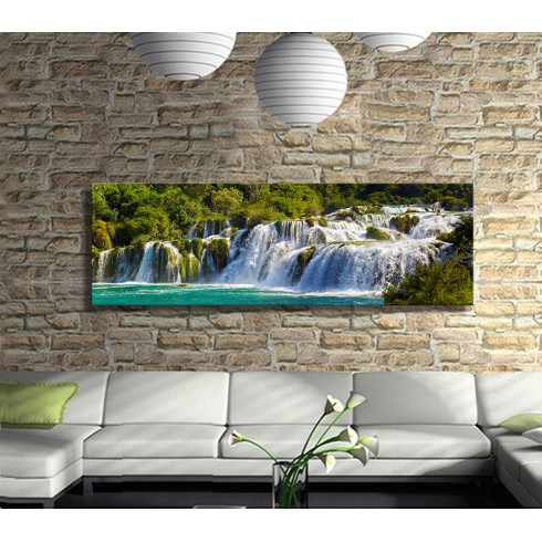 Şelale Manzarası Panoramik Kanvas Tablo