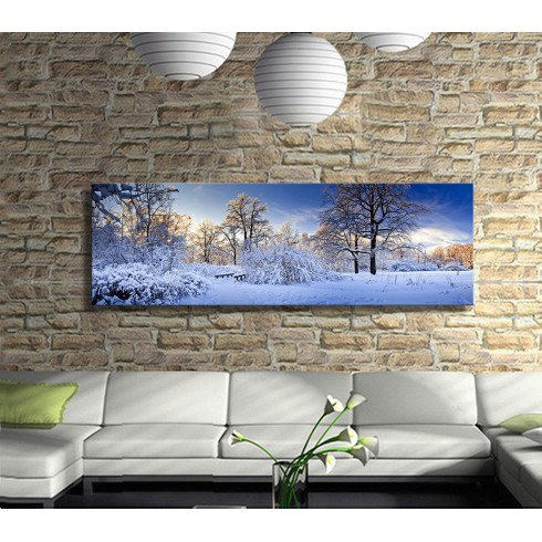 Kar Manzarası Panoramik Kanvas Tablo