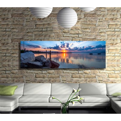Kayalık Deniz Manzarası Panoramik Kanvas Tablo