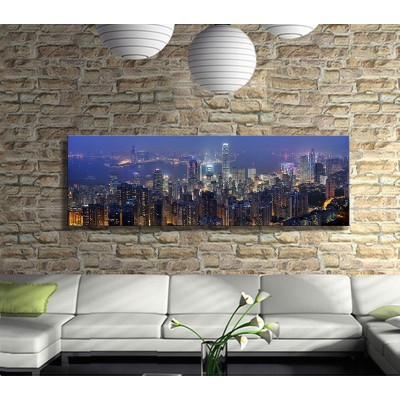 Hong Kong Şehir Manzarası Panoramik Kanvas Tablo