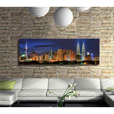 Malezya Gece Manzarası Panoramik Kanvas Tablo