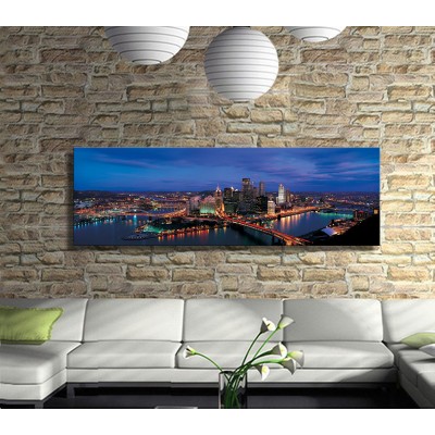 Şehri Bağlayan Köprü Manzarası Panaromik Kanvas Tablo