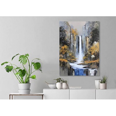 Soyut Şelale Dikey Kanvas Tablo