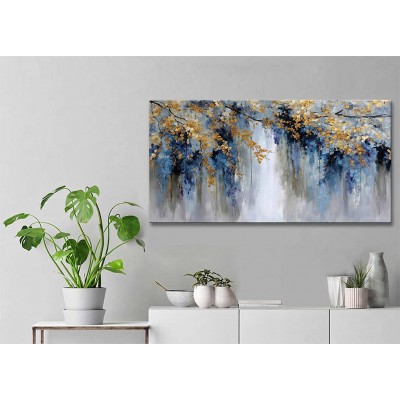 Mavi Gold Salkımlar Kanvas Tablo