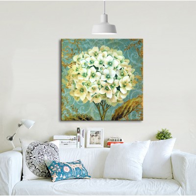 Açan Ortanca Duvarı Kanvas Tablo