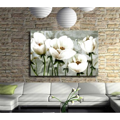 Açık Beyaz Gelincik Kanvas Tablo