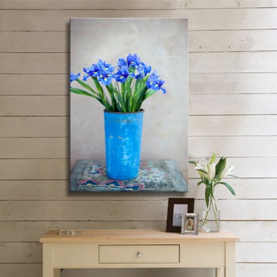 Mavi Vazoda Mavi Sümbüller Kanvas Tablo