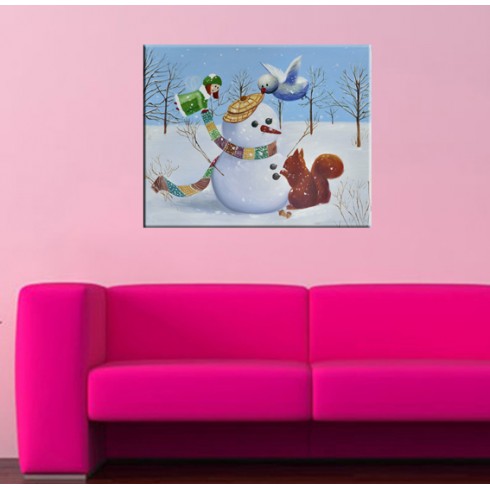 Kardan Adam Yapalım Çocuk Odası Kanvas Tablo