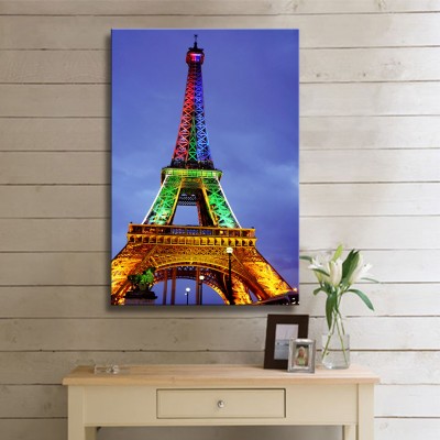 Renkli Eyfel Kulesi Paris Dikey Kanvas Tablo