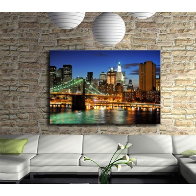 Deniz Köprü ve Şehir Manzarası Kanvas Tablo