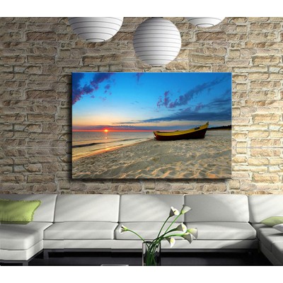 Beyaz Kumsalda ki Sandal Kanvas Tablo