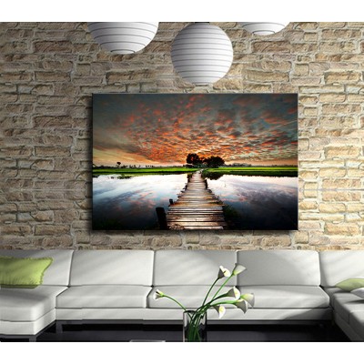 Ufka Uzanan Tahta İskele Kanvas Tablo