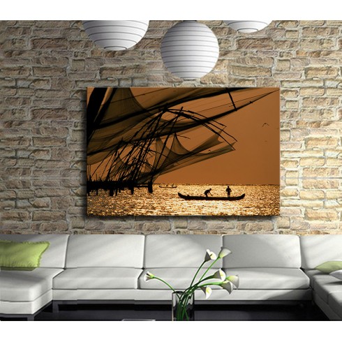 Yelkenli Sarı Soft Kanvas Tablo