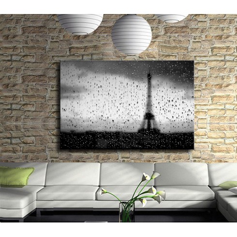 Yağmurda Paris Eyfel Kulesi Kanvas Tablo Yağmurda Paris Eyfel Kulesi Kanvas Tablo