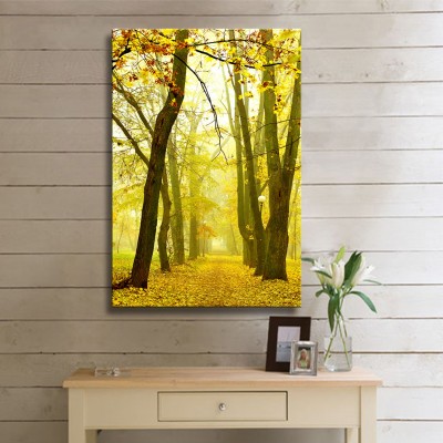 Sarının Tonları ve Sonbahar Dikey Kanvas Tablo