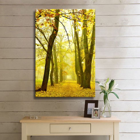 Sarının Tonları ve Sonbahar Dikey Kanvas Tablo