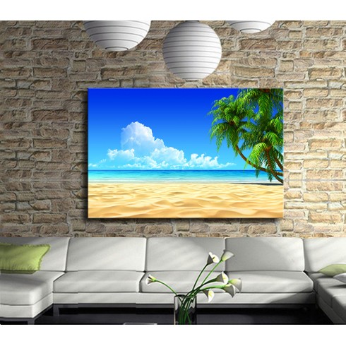 Sıcak Mavi ve Yeşil Ada Kanvas Tablo