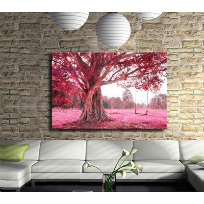 Pembe Çiçekli Salıncak Kanvas Tablo