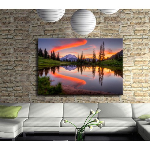 Ormanı Saran Günbatımı Kanvas Tablo
