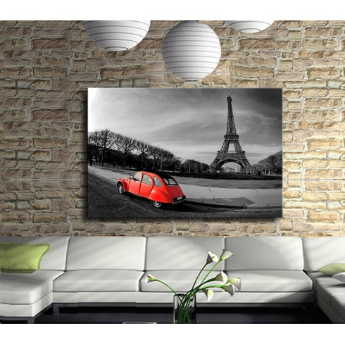 Siyah Beyaz Kırmızı Paris Kanvas Tablo